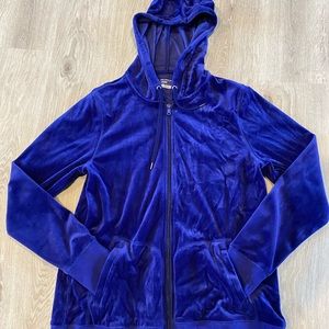 Blue velour type zip up hoodie